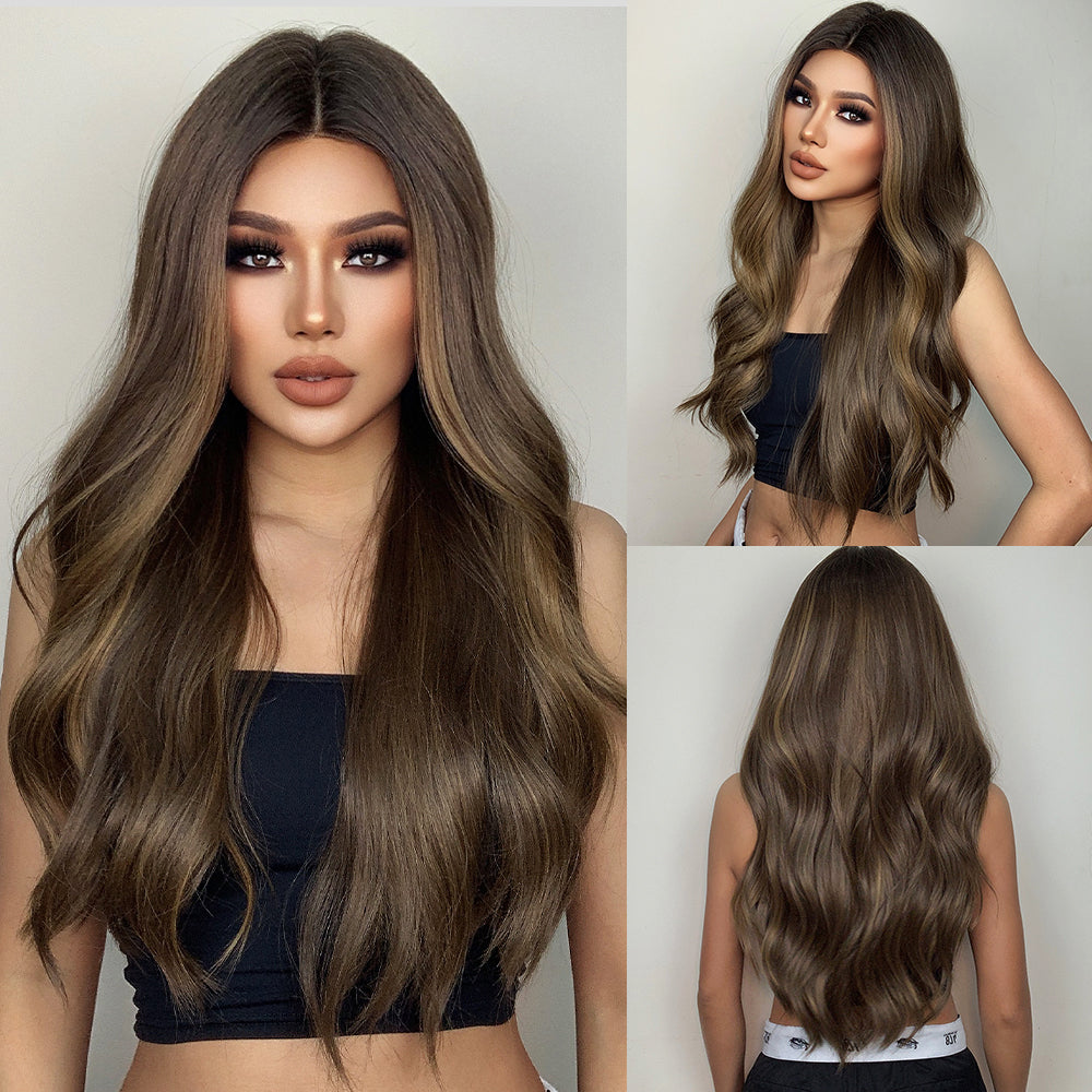 Long Natural Color Wig Wavy  Lace Front Wig for Women BL66084-1