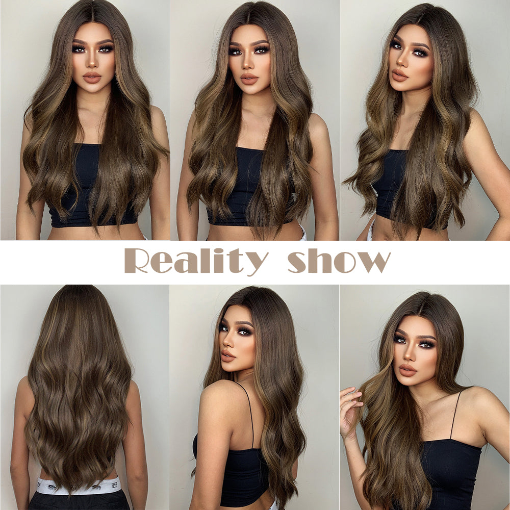 Long Natural Color Wig Wavy  Lace Front Wig for Women BL66084-1