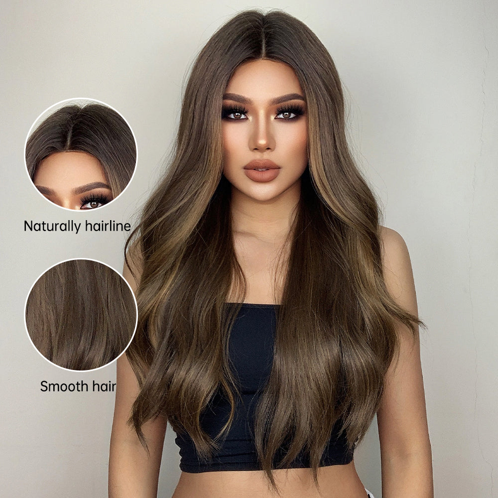 Long Natural Color Wig Wavy  Lace Front Wig for Women BL66084-1