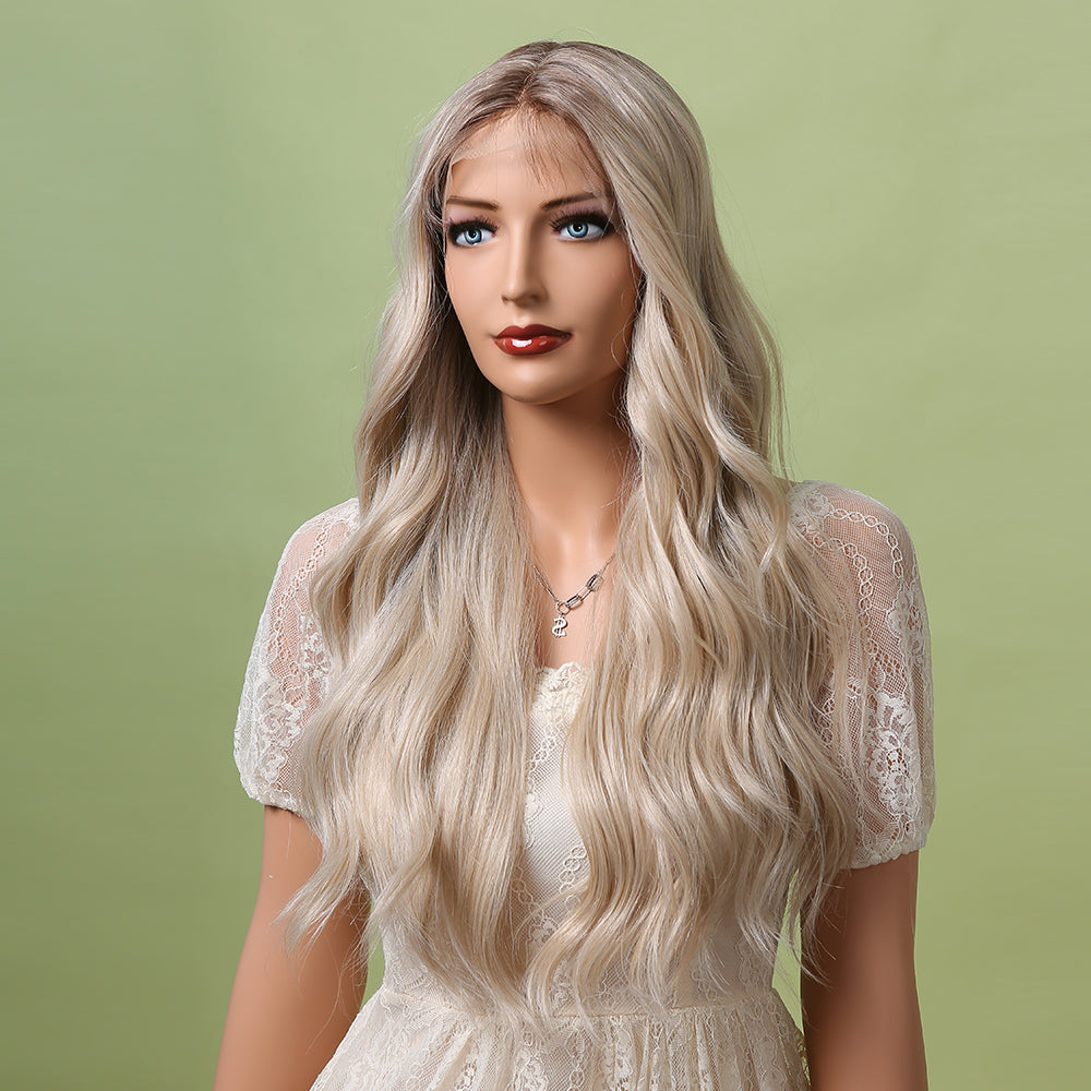 Loose Wave Middle Part Blonde Lace Front Wig BL66030-1