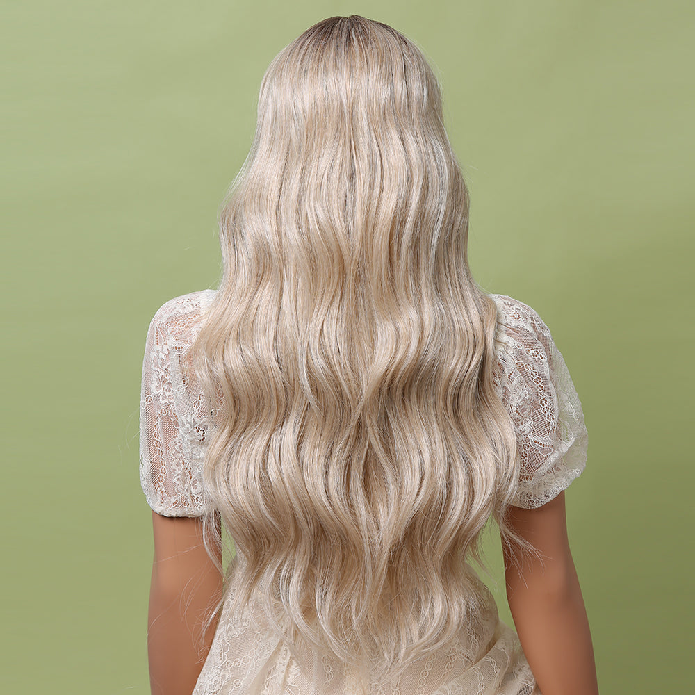 Loose Wave Middle Part Blonde Lace Front Wig BL66030-1