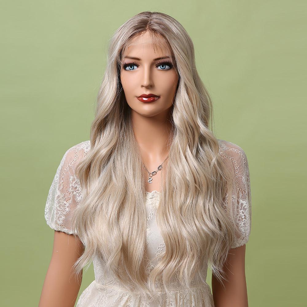 Loose Wave Middle Part Blonde Lace Front Wig BL66030-1