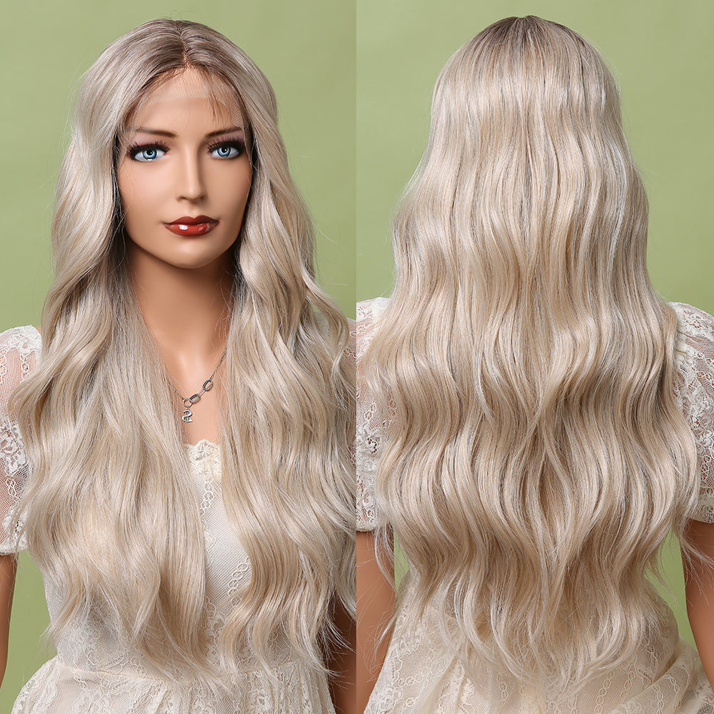 Loose Wave Middle Part Blonde Lace Front Wig BL66030-1