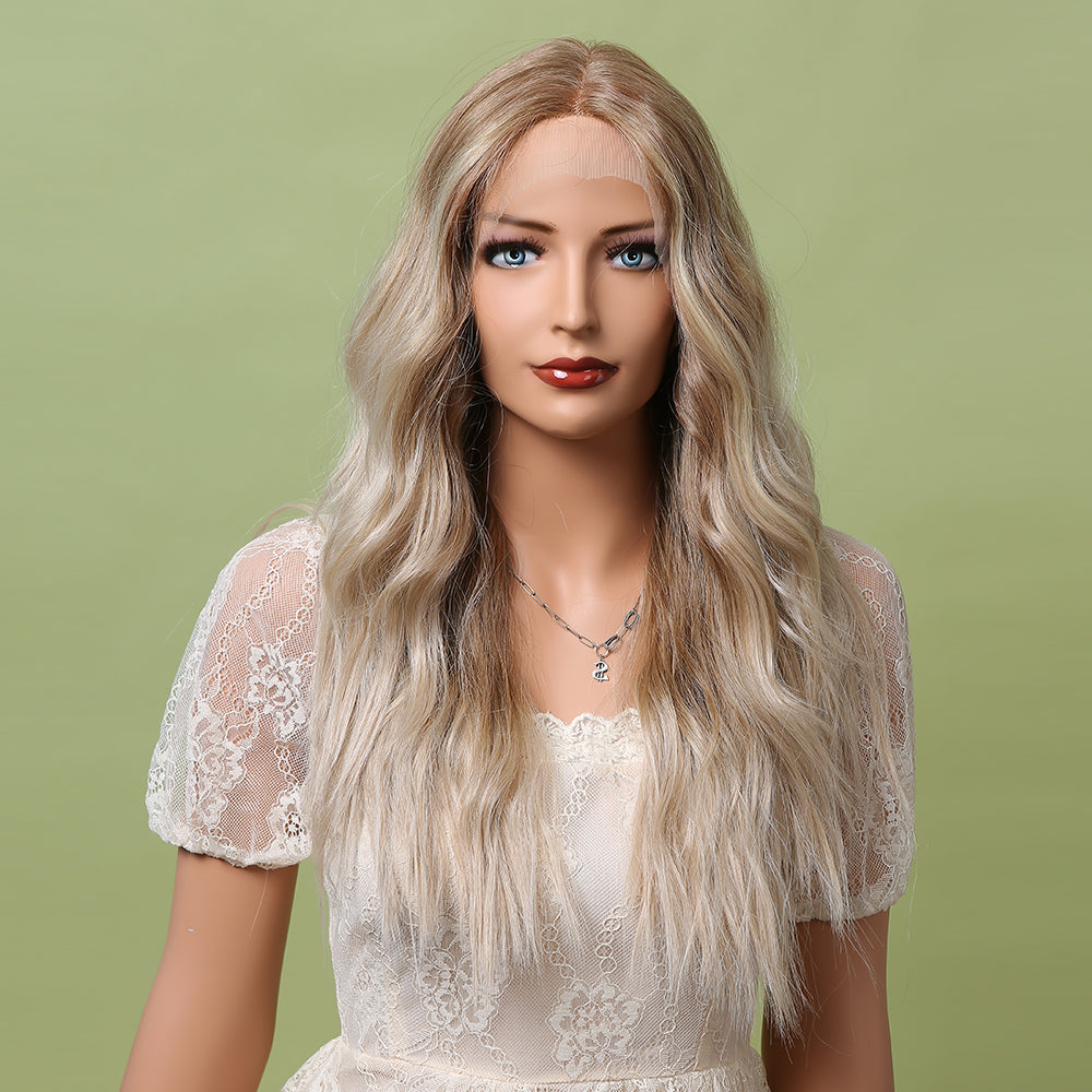 Long Ombre Blonde Lace Middle Part Front Wig BL66055-1