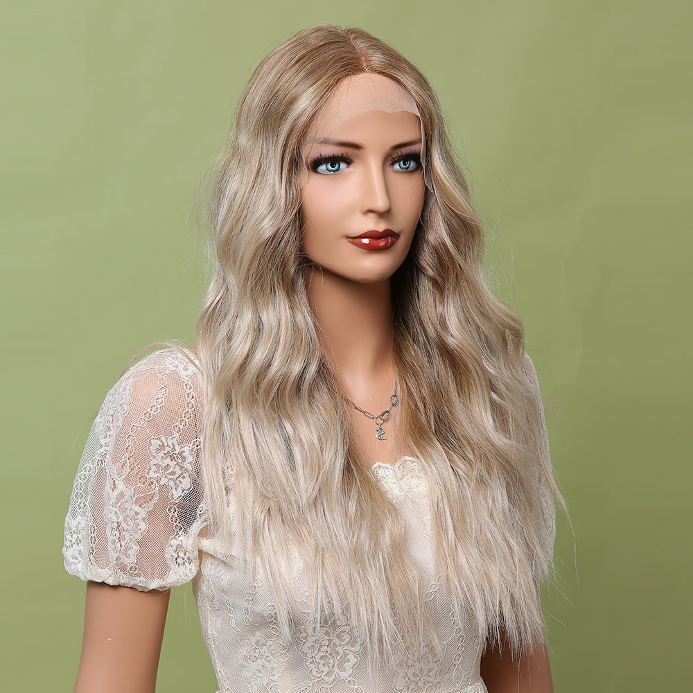 Long Ombre Blonde Lace Middle Part Front Wig BL66055-1