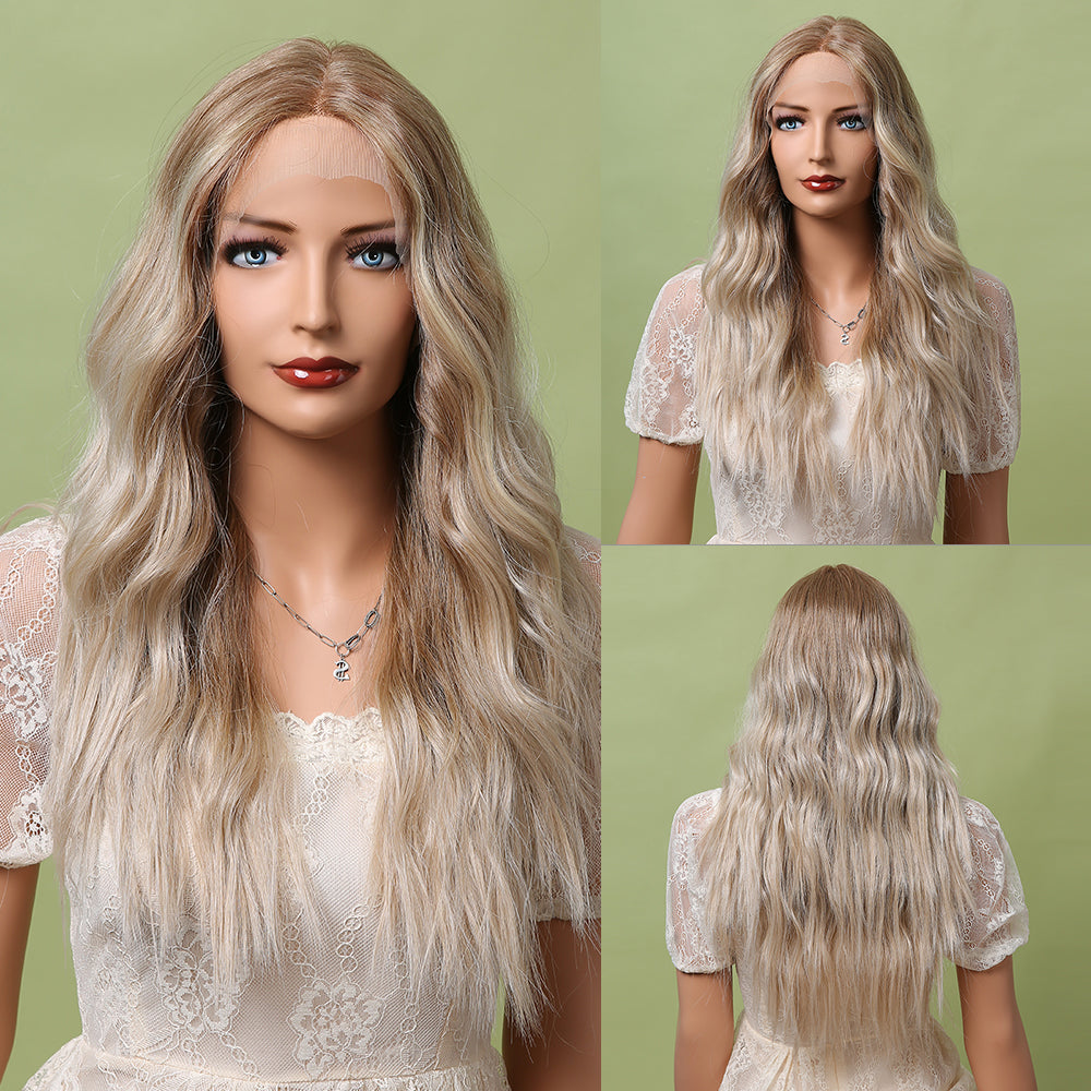 Long Ombre Blonde Lace Middle Part Front Wig BL66055-1