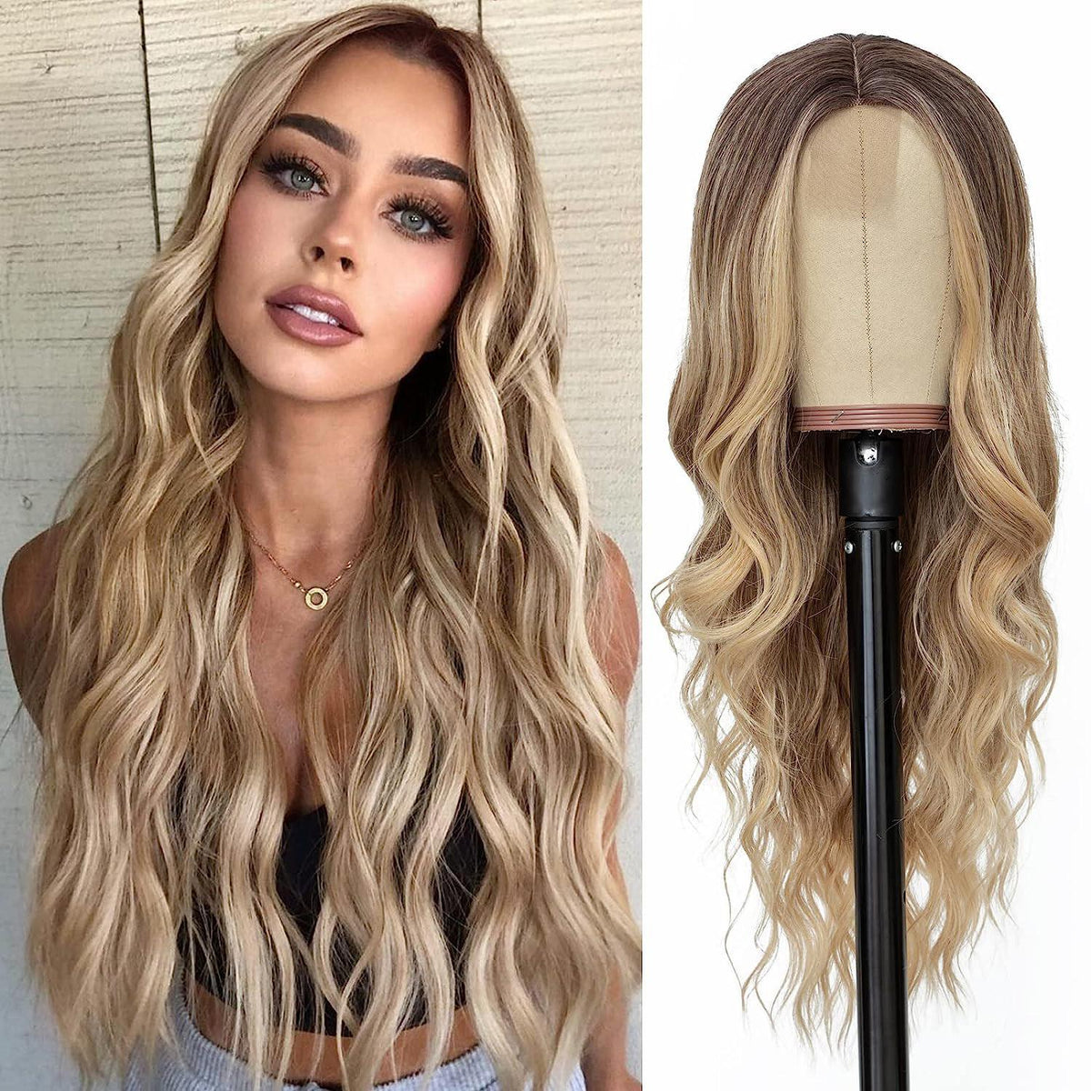 Long Ombre Blonde Wavy Wig 831